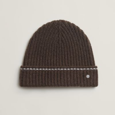 エルメス HERMES ニット帽 ビーニー シルバー金具 ブラック HERMES
